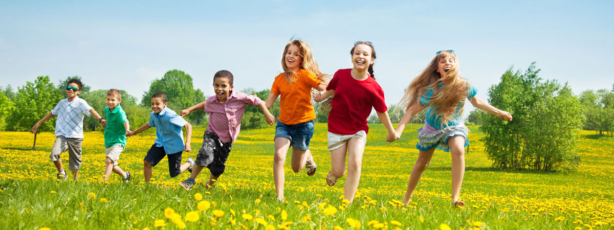 kids running in field