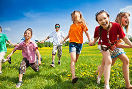 kids running in field