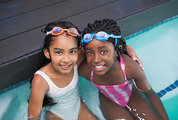 Two girls in a swimming pool