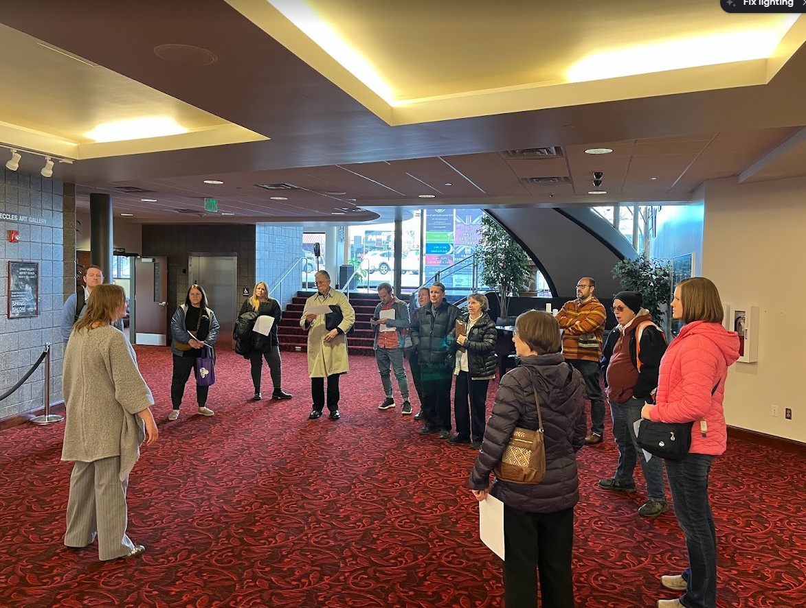 A group of adults at the Covey Center for the Arts lobby