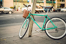 Bike chained to light pole