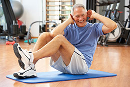 senior working out on floor