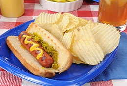 hot dog and chips